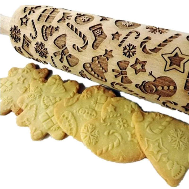 Wooden Embossing Rolling Pin