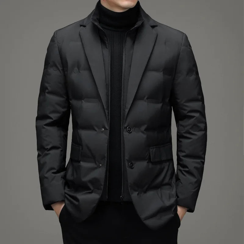 Men's Winter Fake Two-piece Warm Blazer