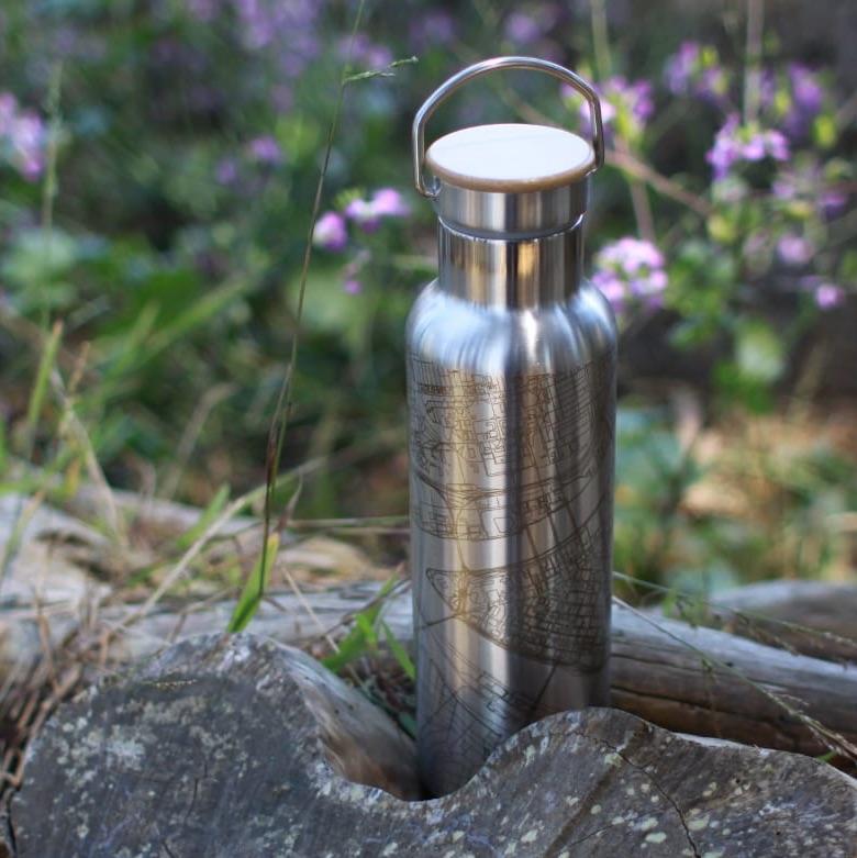 Albany - New York Map Bottle with Bamboo Top
