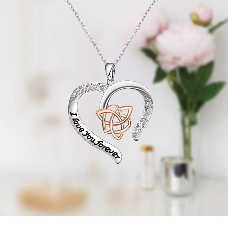 I Love You Peach Heart-shaped Clavicle Chain Necklace Women