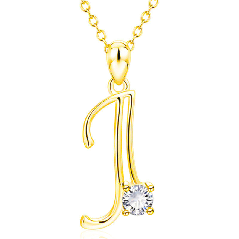 Fashion Gold Initial Letter Rhinestone Necklace