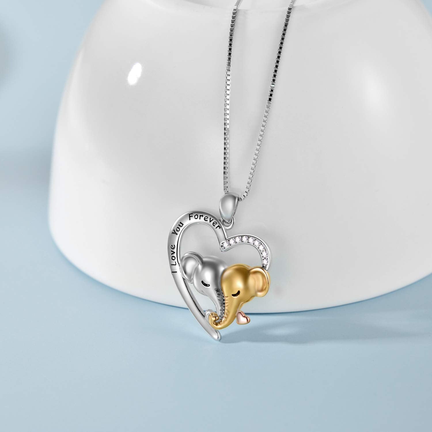 Fashionable European And American Love Heart Shaped Elephant Pendant Clavicle Chain