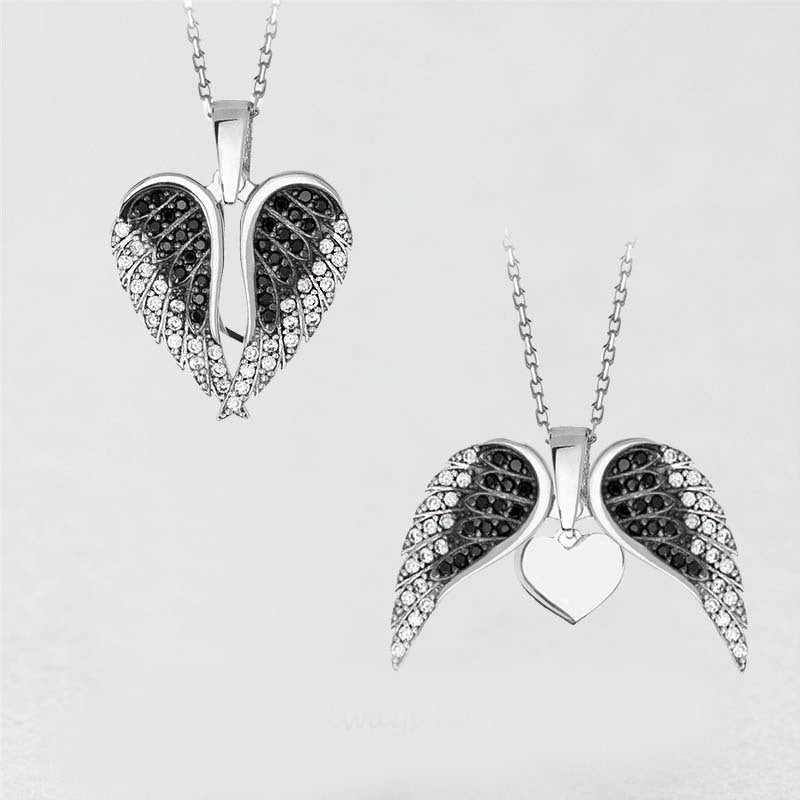 Women's Heart Shaped Angel Wing Necklace