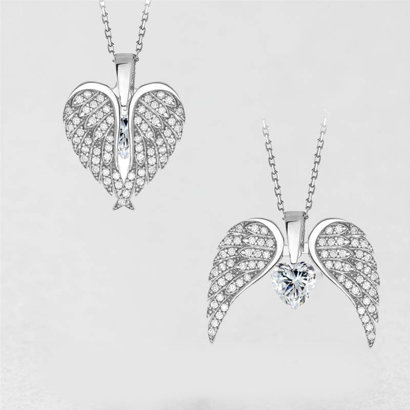 Women's Heart Shaped Angel Wing Necklace