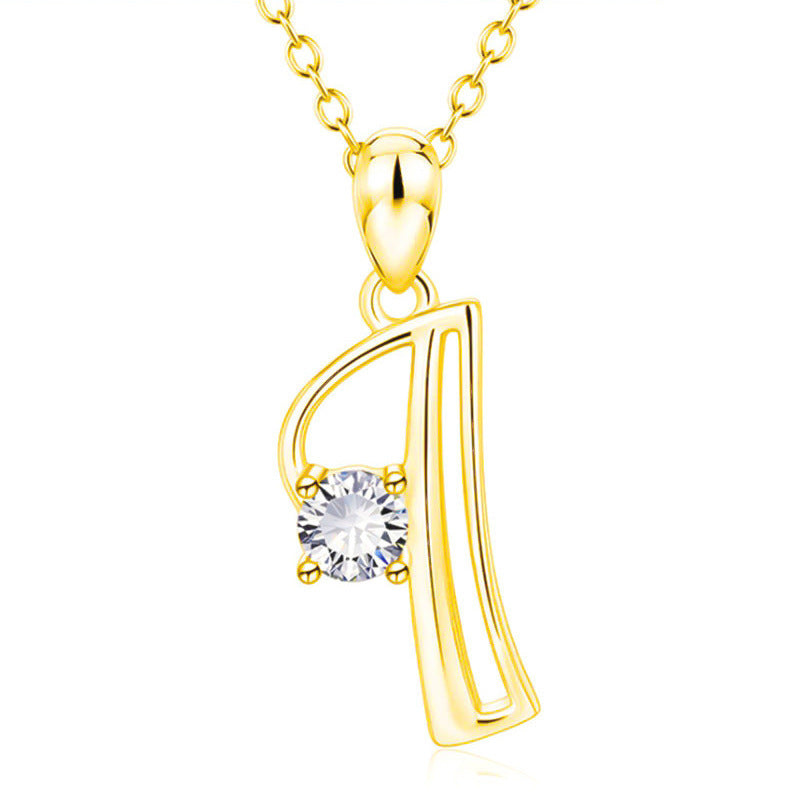 Fashion Gold Initial Letter Rhinestone Necklace