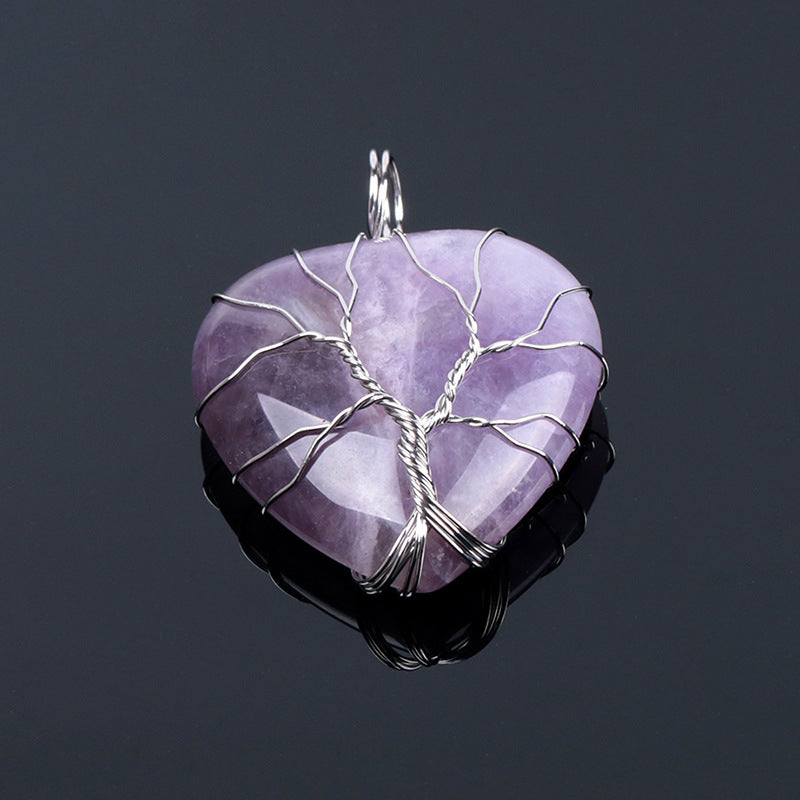 Women's Love Heart Pendant Natural Crystal Stone