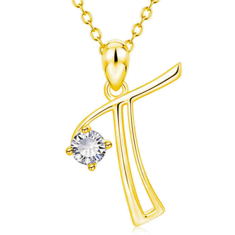 Fashion Gold Initial Letter Rhinestone Necklace