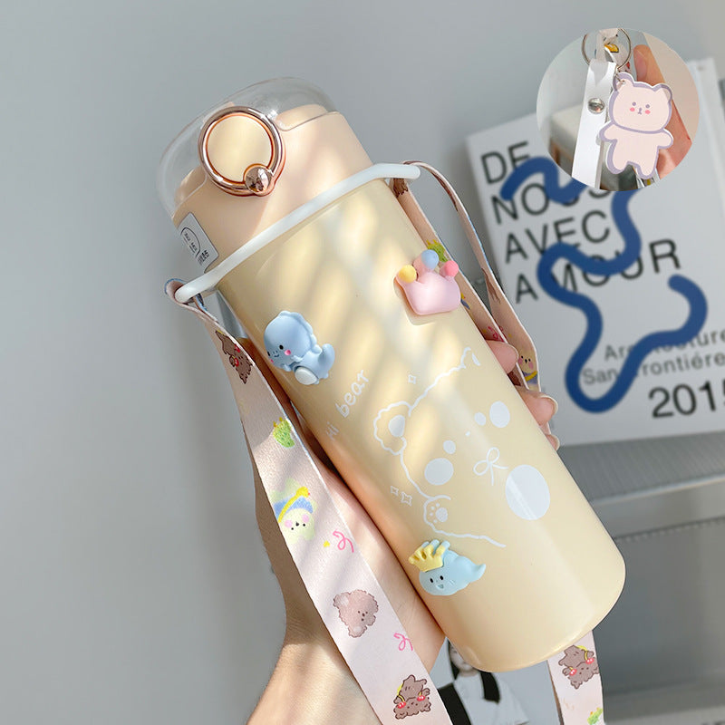 Water Bottle  Cup Female Cute Girl Bottle With Straw High Value