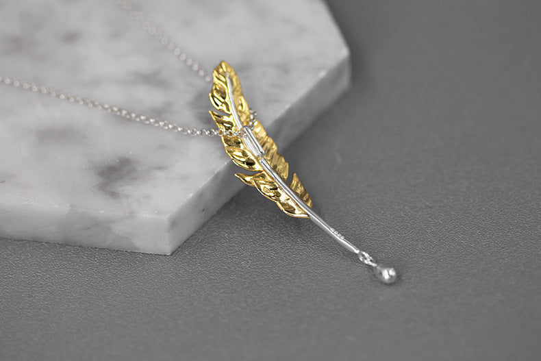 Love Letter Sterling Silver Retro Gorgeous Ink Drop Quill Series Pendant