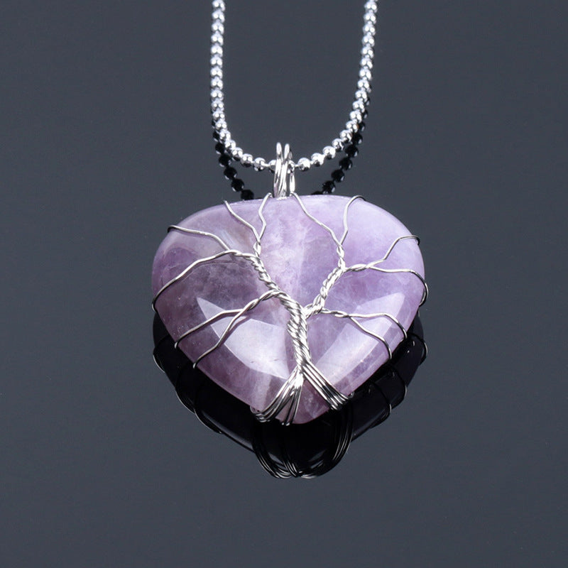 Women's Love Heart Pendant Natural Crystal Stone