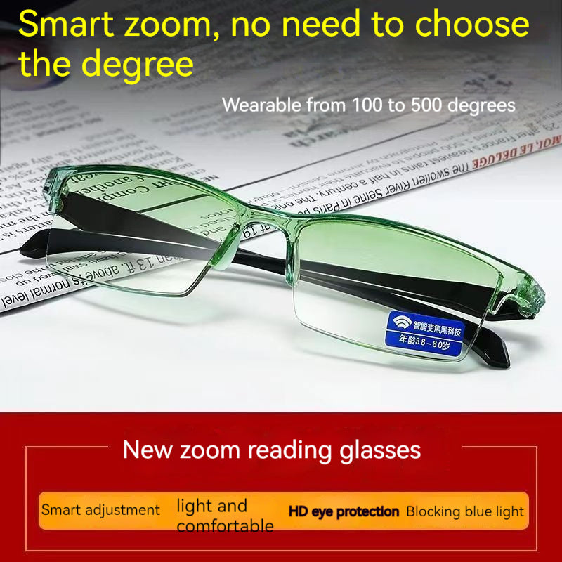 Intelligent Zoom Integrated Progressive Anti-blue Light Presbyopic Glasses