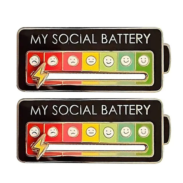 My Social Battery Mood Switching Brooch Funny Enamel Pin