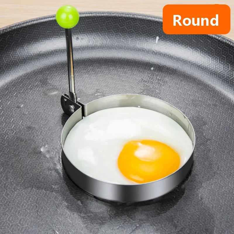 Stainless Steel 5-Style Egg Shaper: Pancake, Omelette, and Mold Rings for Frying and Cooking