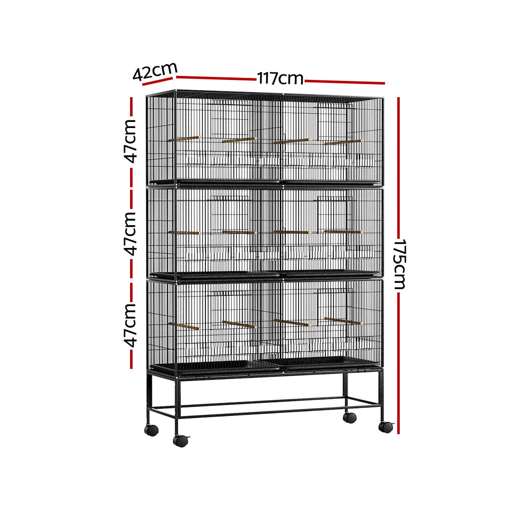 i.Pet Bird Cage Large Aviary Cages Galvanised Parrot Stand Alone Wheels 175cm-1