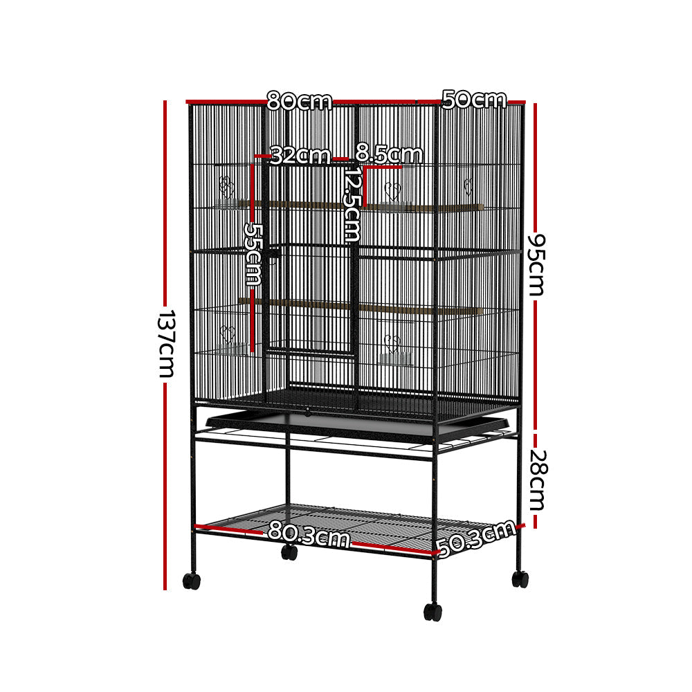 i.Pet Bird Cage Pet Cages Aviary 137CM Large Travel Stand Budgie Parrot Toys-1