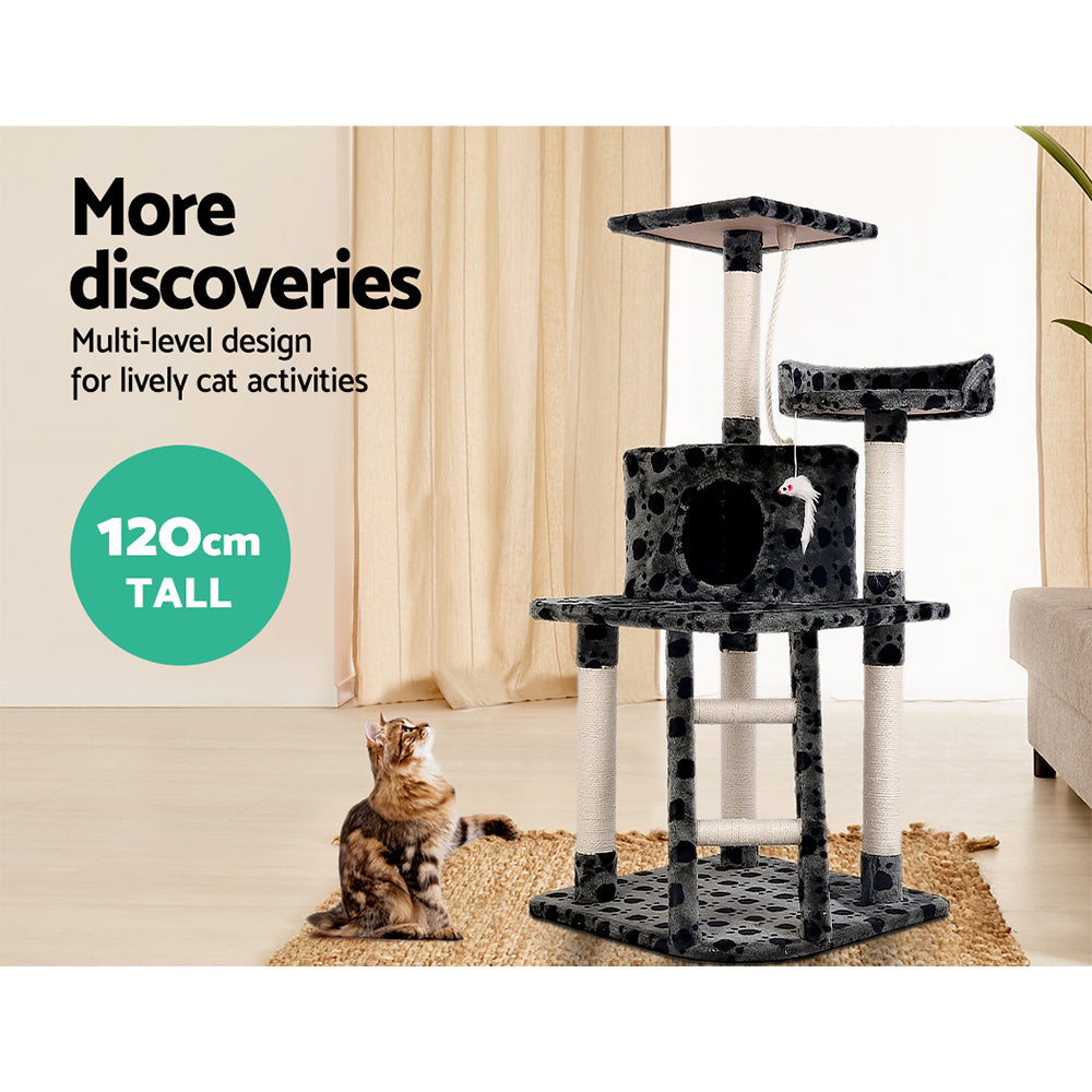 i.Pet Cat Tree 120cm Trees Scratching Post Scratcher Tower Condo House Furniture Wood 120cm-12