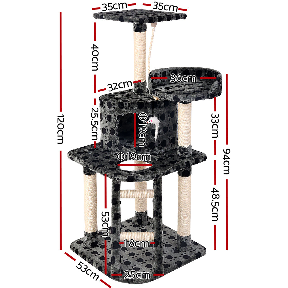 i.Pet Cat Tree 120cm Trees Scratching Post Scratcher Tower Condo House Furniture Wood 120cm-1