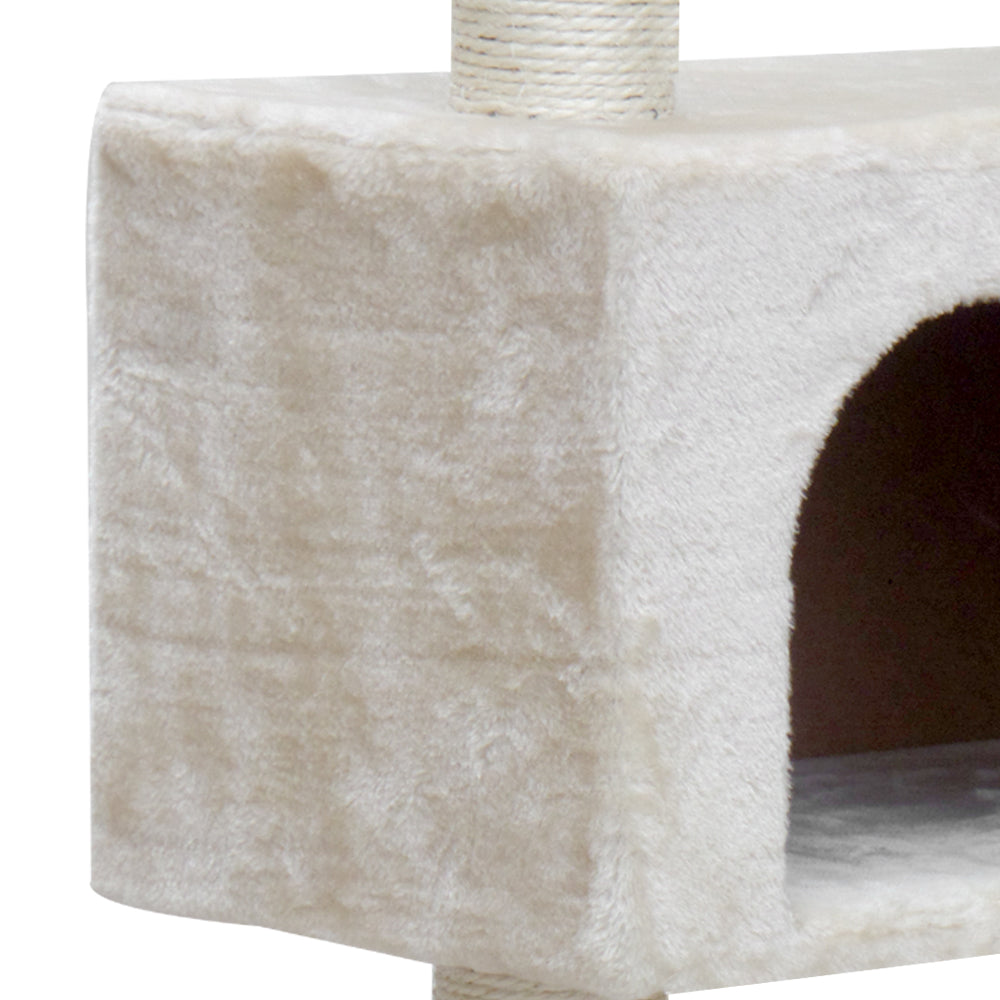 i.Pet Cat Tree 134cm Trees Scratching Post Scratcher Tower Condo House Furniture Wood Beige-4