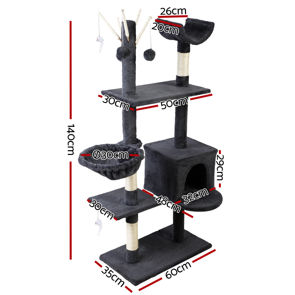 i.Pet Cat Tree 140cm Trees Scratching Post Scratcher Tower Condo House Furniture Wood-1