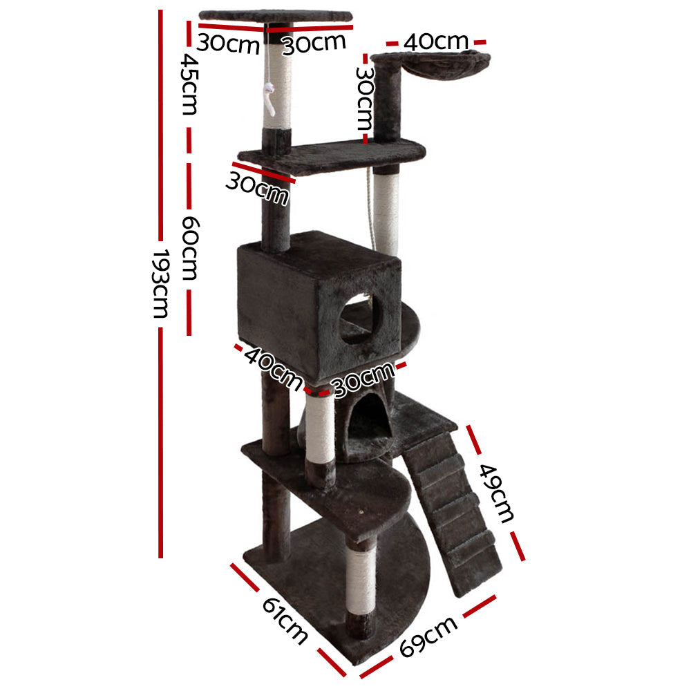 i.Pet Cat Tree 193cm Trees Scratching Post Scratcher Tower Condo House Furniture Wood-1