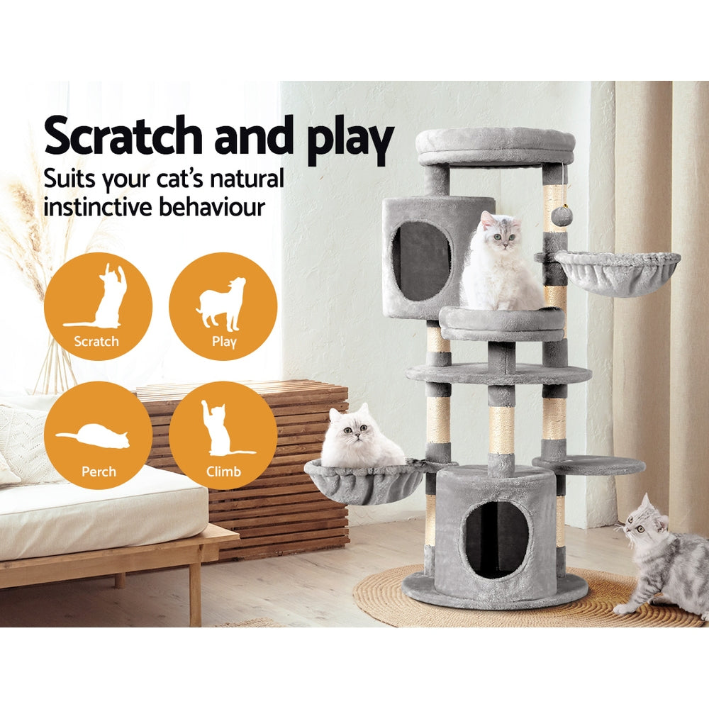 i.Pet Cat Tree Tower Scratching Post Scratcher Wood Condo House Toys Bed 123cm-4