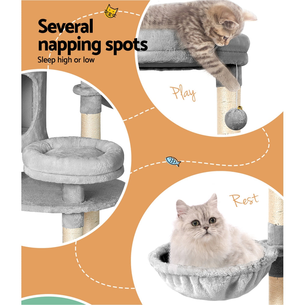 i.Pet Cat Tree Tower Scratching Post Scratcher Wood Condo House Toys Bed 123cm-5