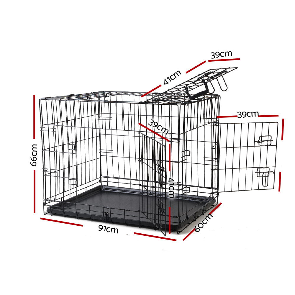 i.Pet Dog Cage 36inch Pet Cage - Black-1