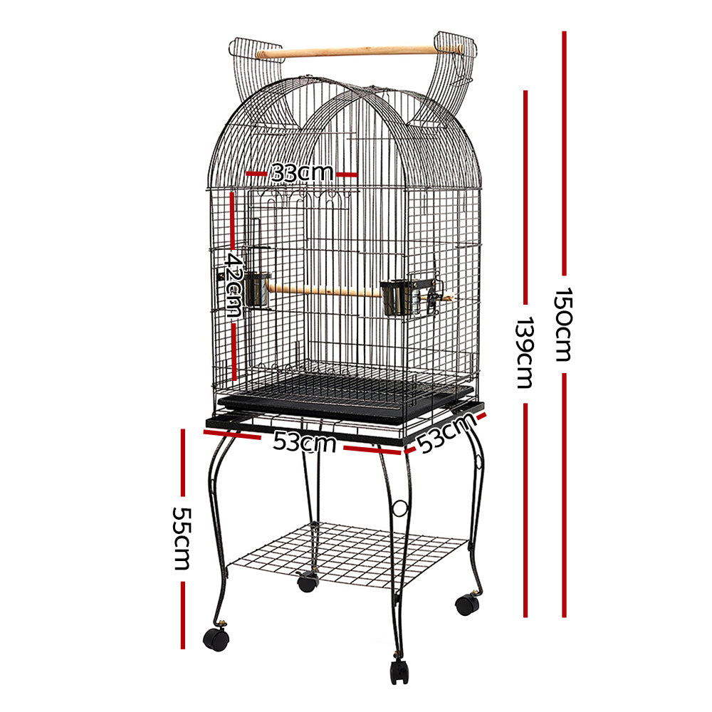 i.Pet Large Bird Cage with Perch - Black-1