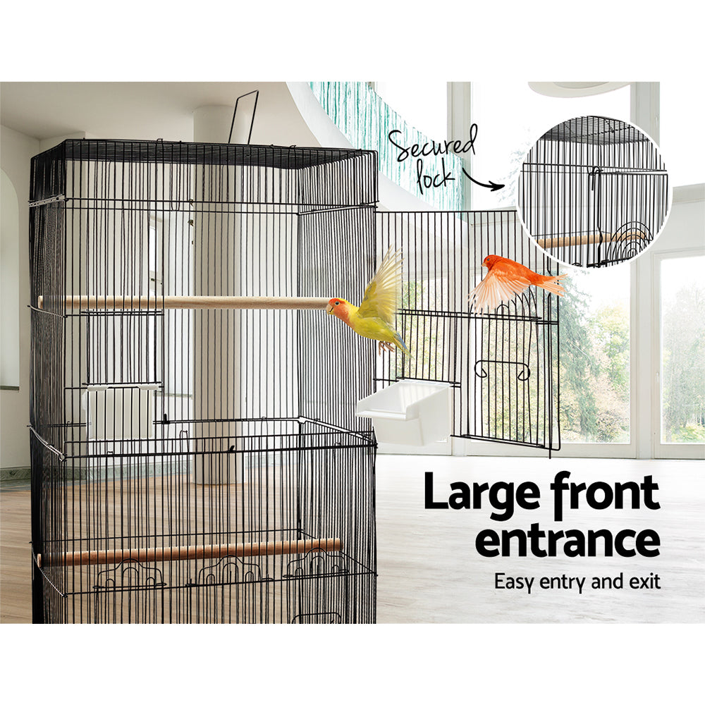 i.Pet Medium Bird Cage with Perch - Black-3