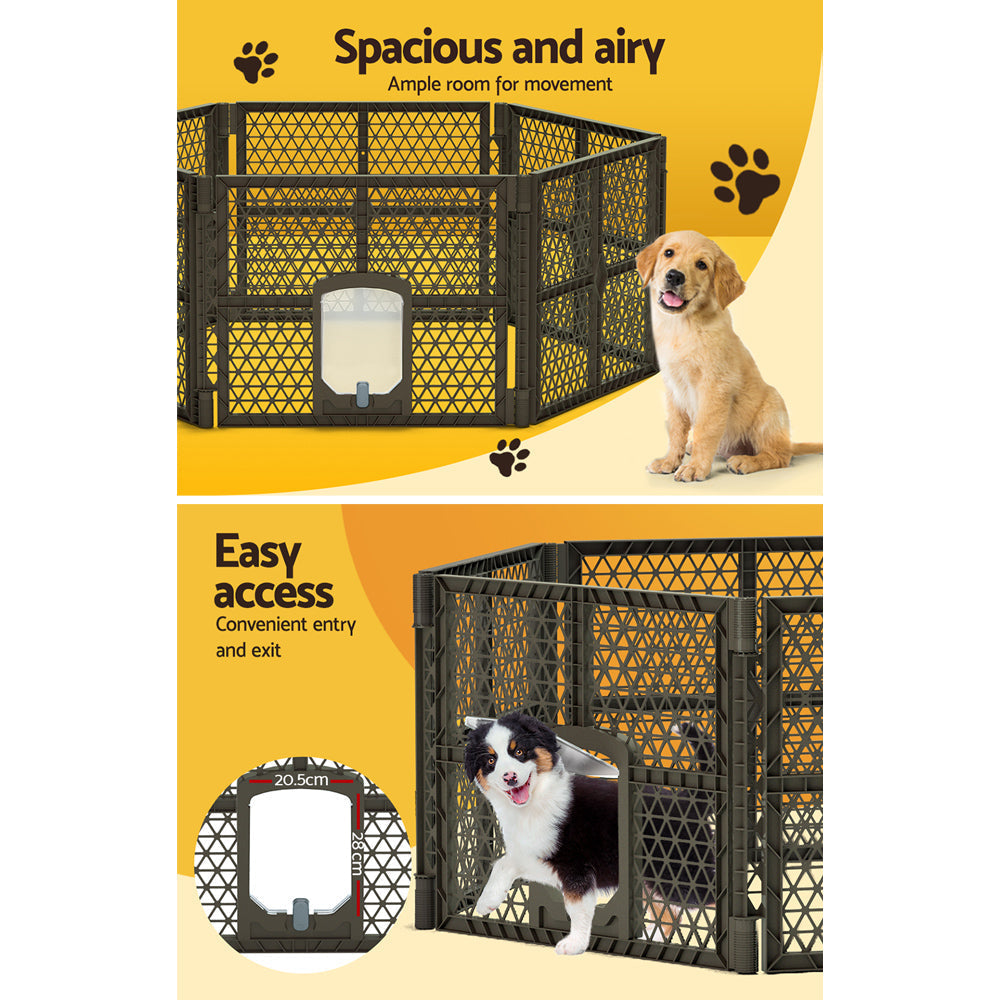 i.Pet Pet Dog Playpen Enclosure 6 Panel Fence Puppy Cage Plastic Play Pen Fold-4