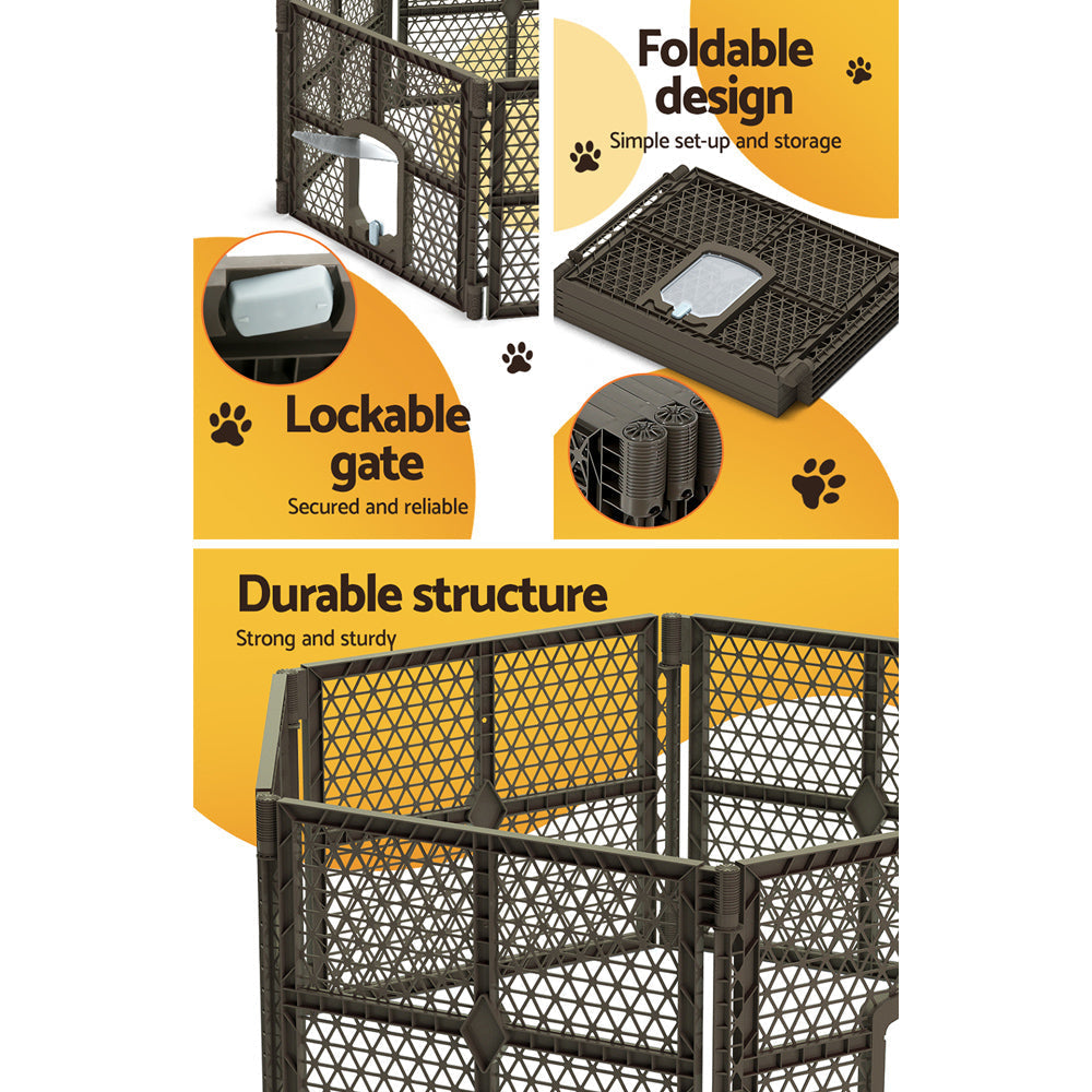 i.Pet Pet Dog Playpen Enclosure 6 Panel Fence Puppy Cage Plastic Play Pen Fold-5