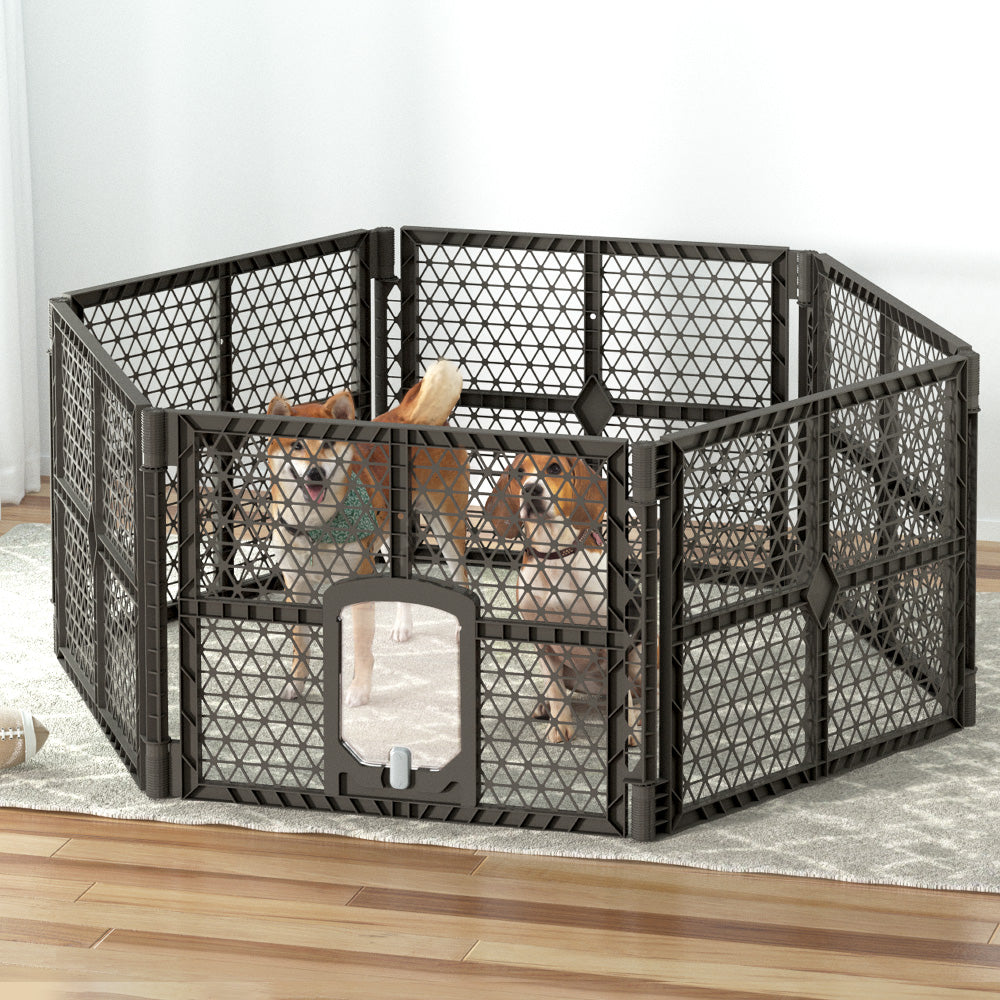 i.Pet Pet Dog Playpen Enclosure 6 Panel Fence Puppy Cage Plastic Play Pen Fold-7