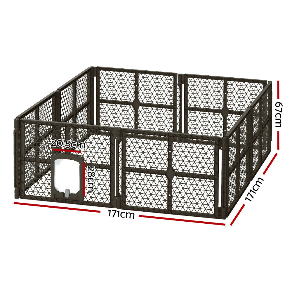 i.Pet Pet Dog Playpen Enclosure 8 Panel Fence Puppy Cage Plastic Play Pen Fold-1