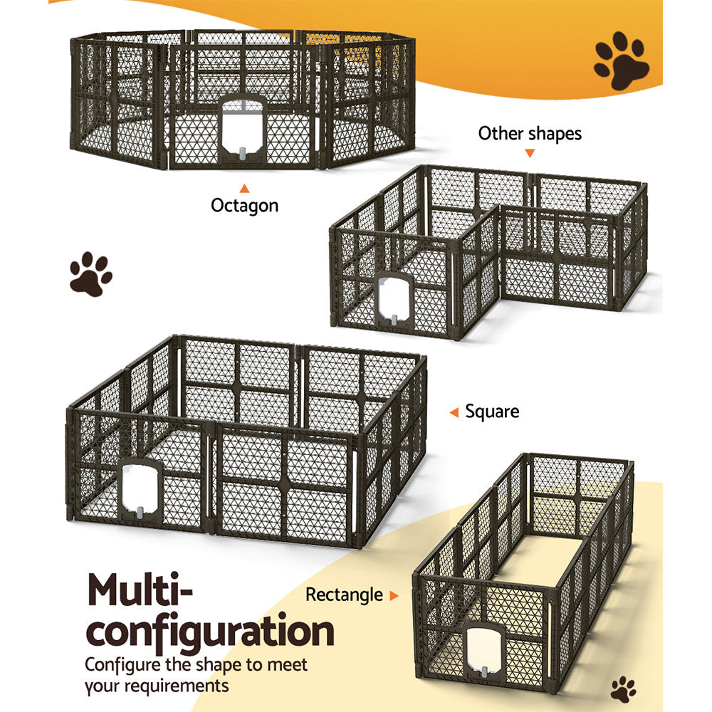 i.Pet Pet Dog Playpen Enclosure 8 Panel Fence Puppy Cage Plastic Play Pen Fold-5