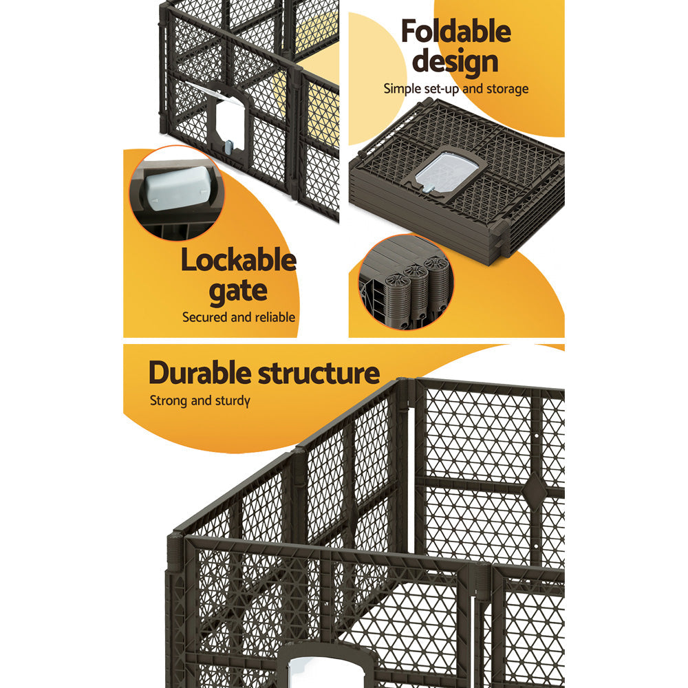 i.Pet Pet Dog Playpen Enclosure 8 Panel Fence Puppy Cage Plastic Play Pen Fold-6