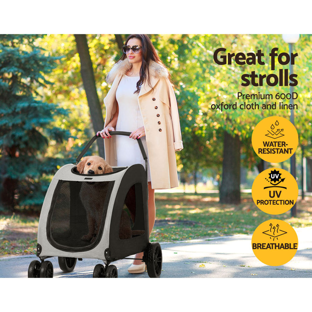 i.Pet Pet Dog Stroller Pram Large Carrier Cat Travel Foldable Strollers 4 Wheels-4