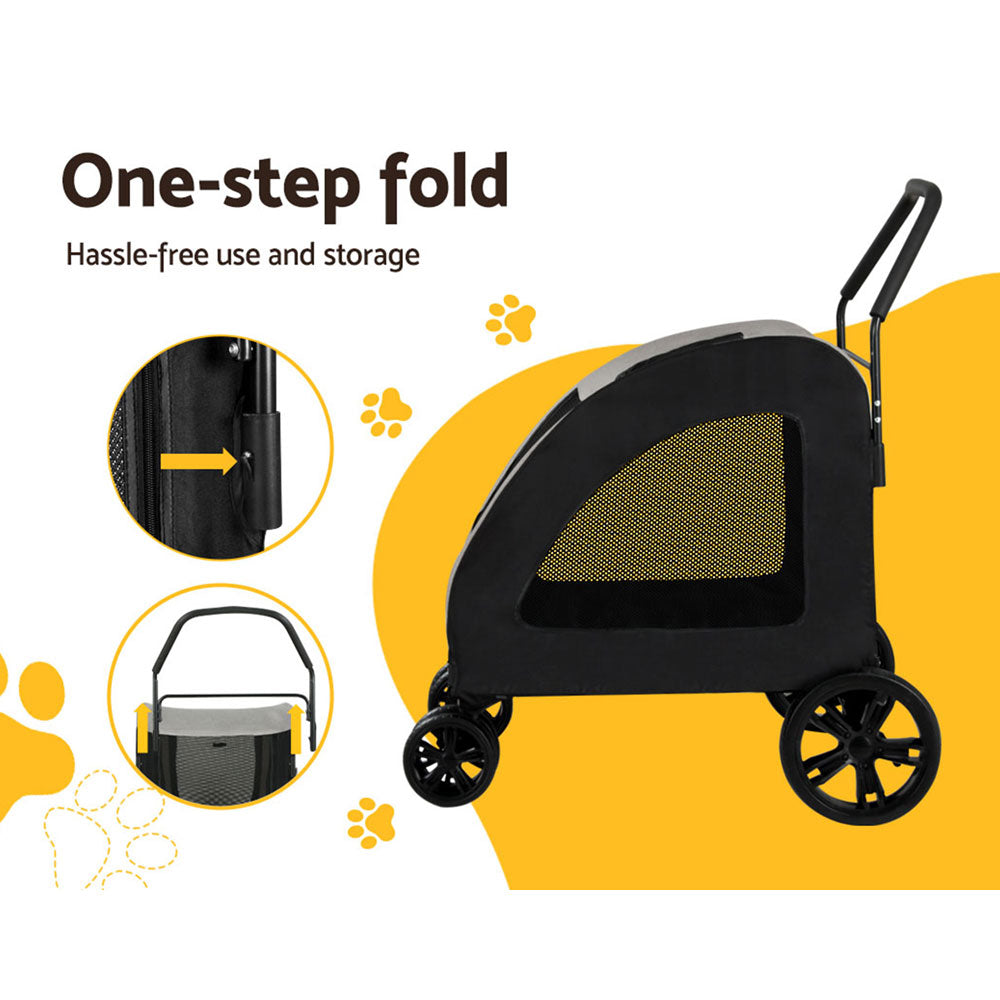 i.Pet Pet Dog Stroller Pram Large Carrier Cat Travel Foldable Strollers 4 Wheels-5