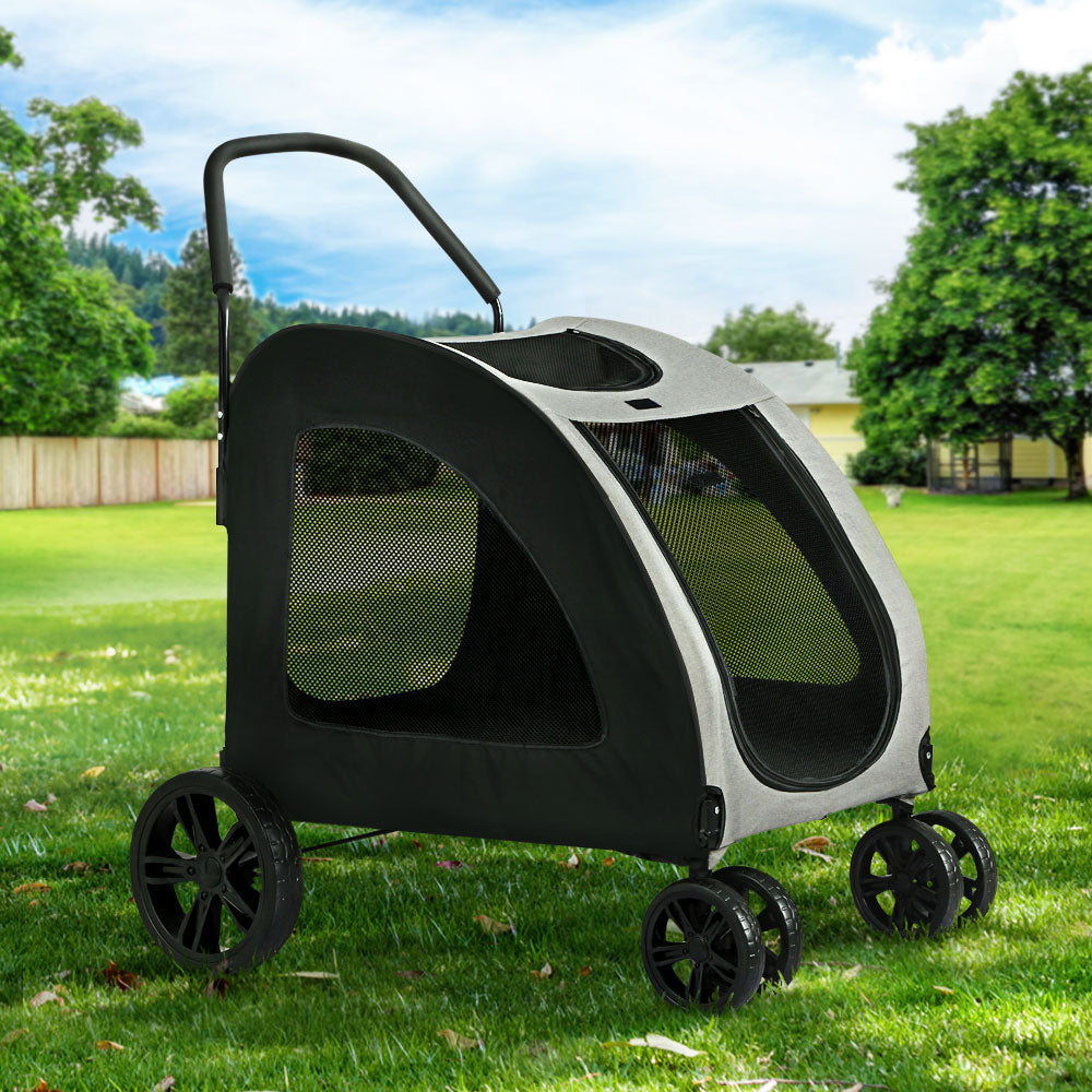 i.Pet Pet Dog Stroller Pram Large Carrier Cat Travel Foldable Strollers 4 Wheels-7