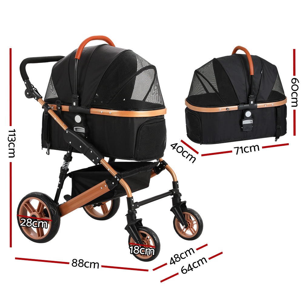 i.Pet Pet Dog Stroller Pram Large Cat Carrier Travel Pushchair Foldable 4 Wheels-1