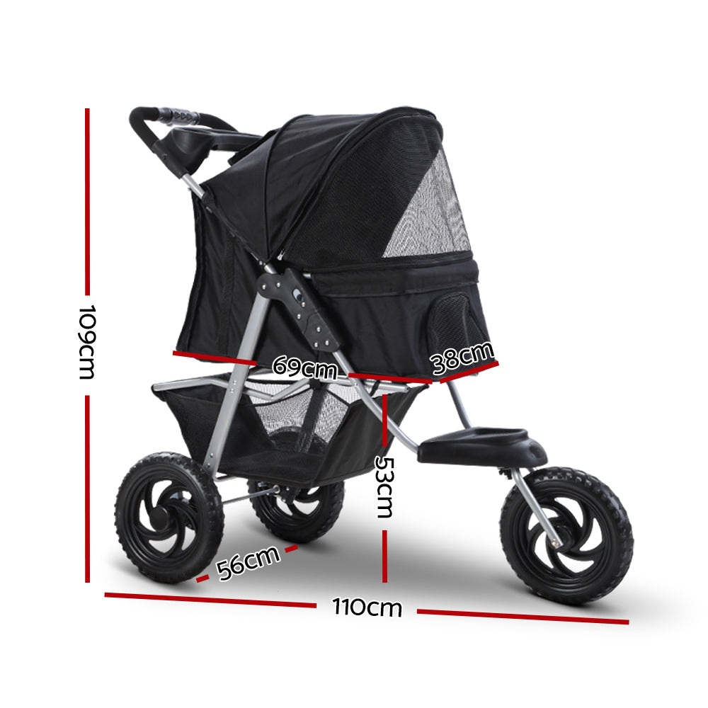 i.Pet Pet Stroller Dog Carrier Foldable Pram Large Black-1