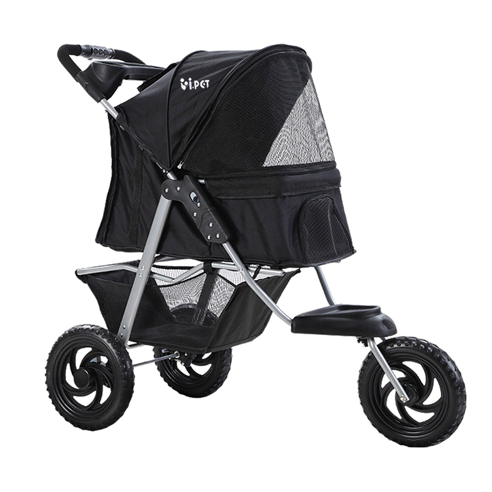 i.Pet Pet Stroller Dog Carrier Foldable Pram Large Black-0