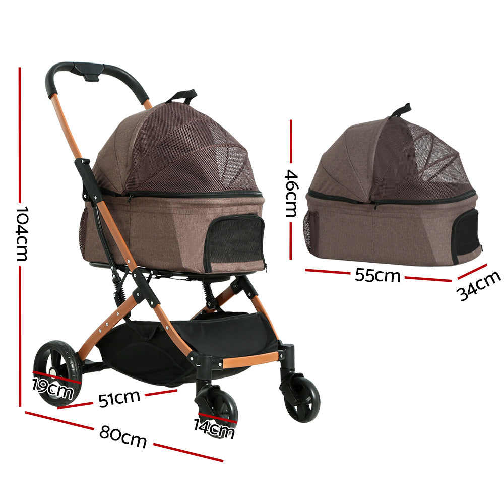 i.Pet Pet Stroller Dog Pram Large Cat Carrier Travel Pushchair Foldable 4 Wheels-1