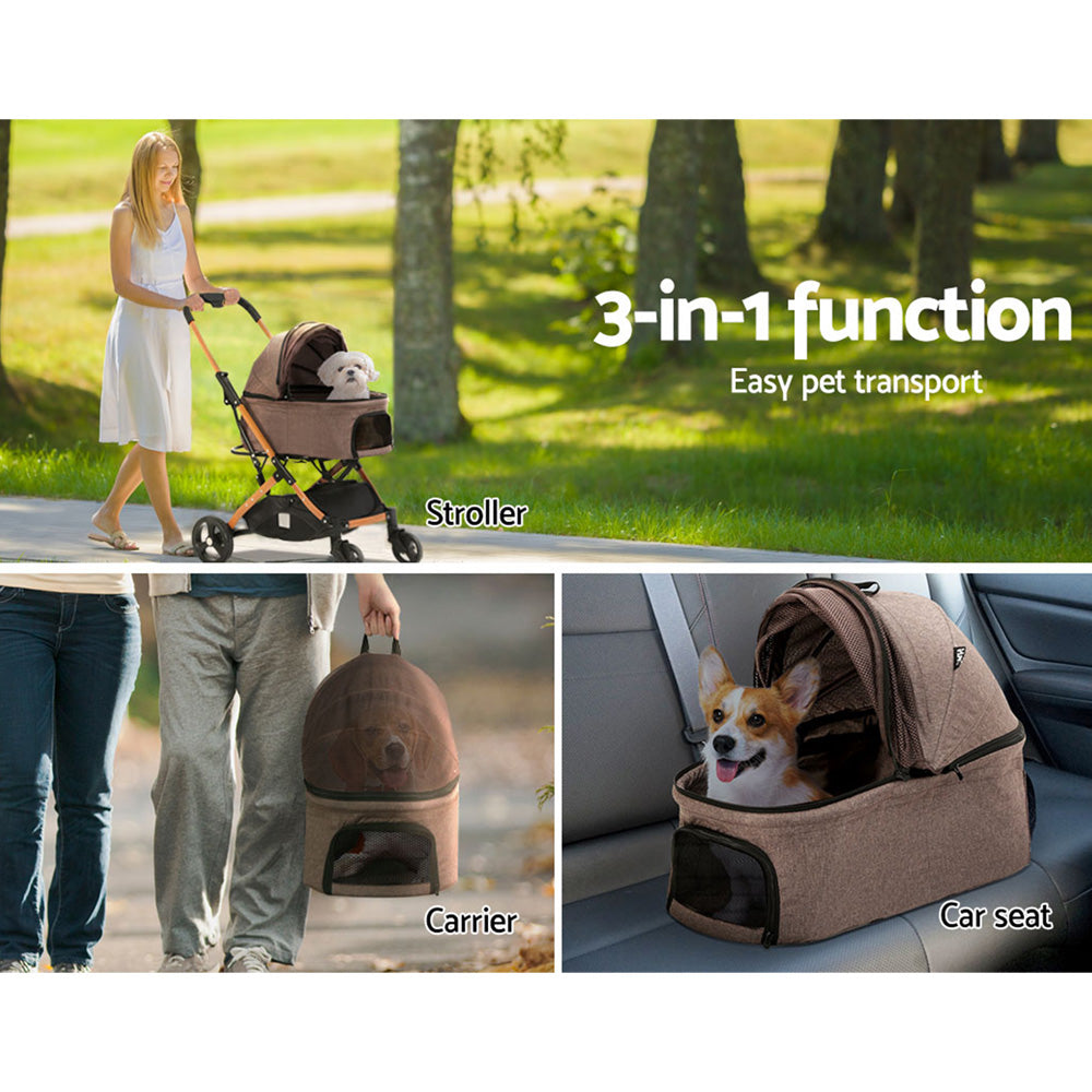 i.Pet Pet Stroller Dog Pram Large Cat Carrier Travel Pushchair Foldable 4 Wheels-4