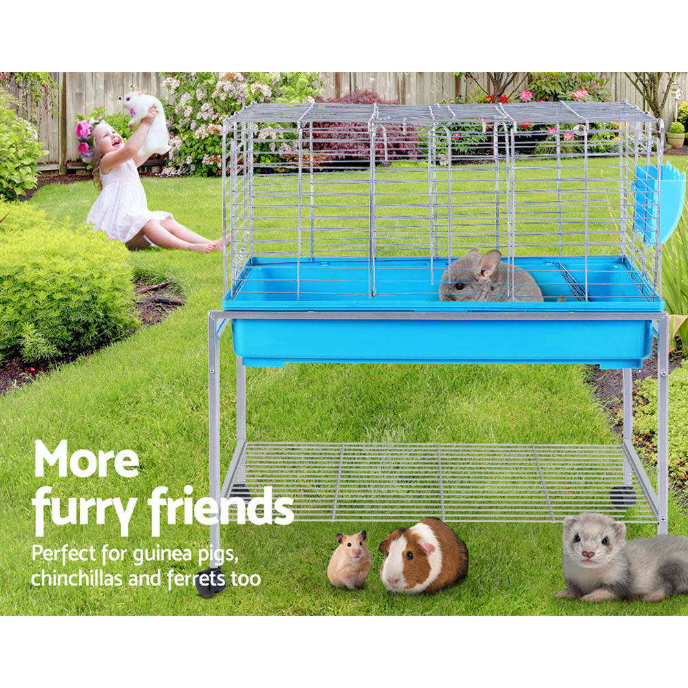 i.Pet Rabbit Cage Hutch Cages Indoor Hamster Enclosure Carrier Bunny Blue-3