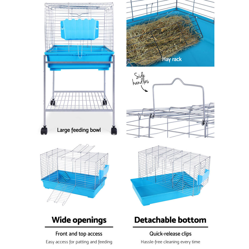 i.Pet Rabbit Cage Hutch Cages Indoor Hamster Enclosure Carrier Bunny Blue-4