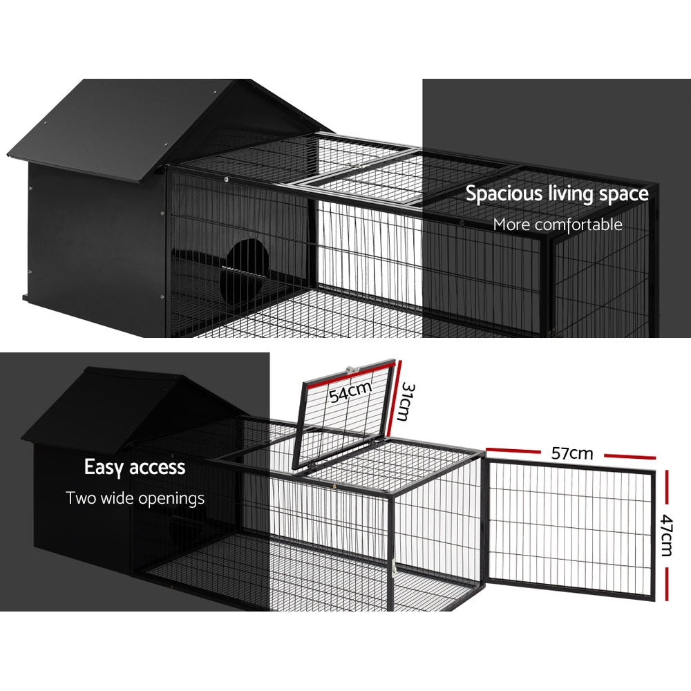 i.Pet Rabbit Cage Hutch Cages Indoor Outdoor Hamster Enclosure Pet Metal Carrier 162CM Length-4