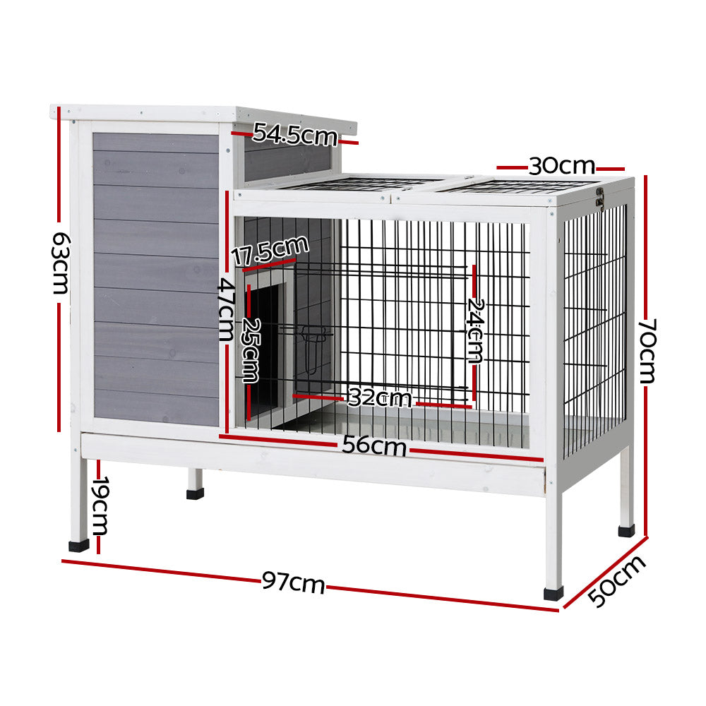 i.Pet Rabbit Hutch Wooden Ferret Cage Habitat House Outdoor Large-1