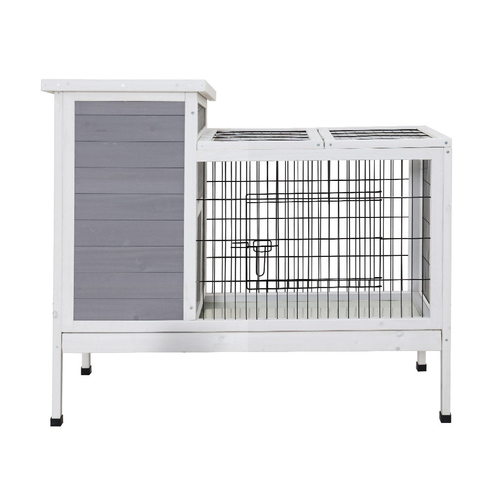 i.Pet Rabbit Hutch Wooden Ferret Cage Habitat House Outdoor Large-2