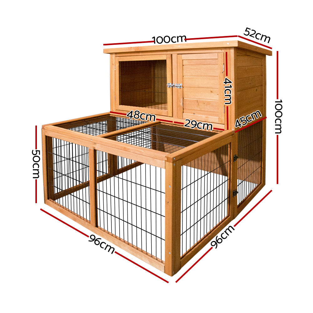 i.Pet Rabbit Hutch Wooden Pet Chicken Coop 100cm Tall-1