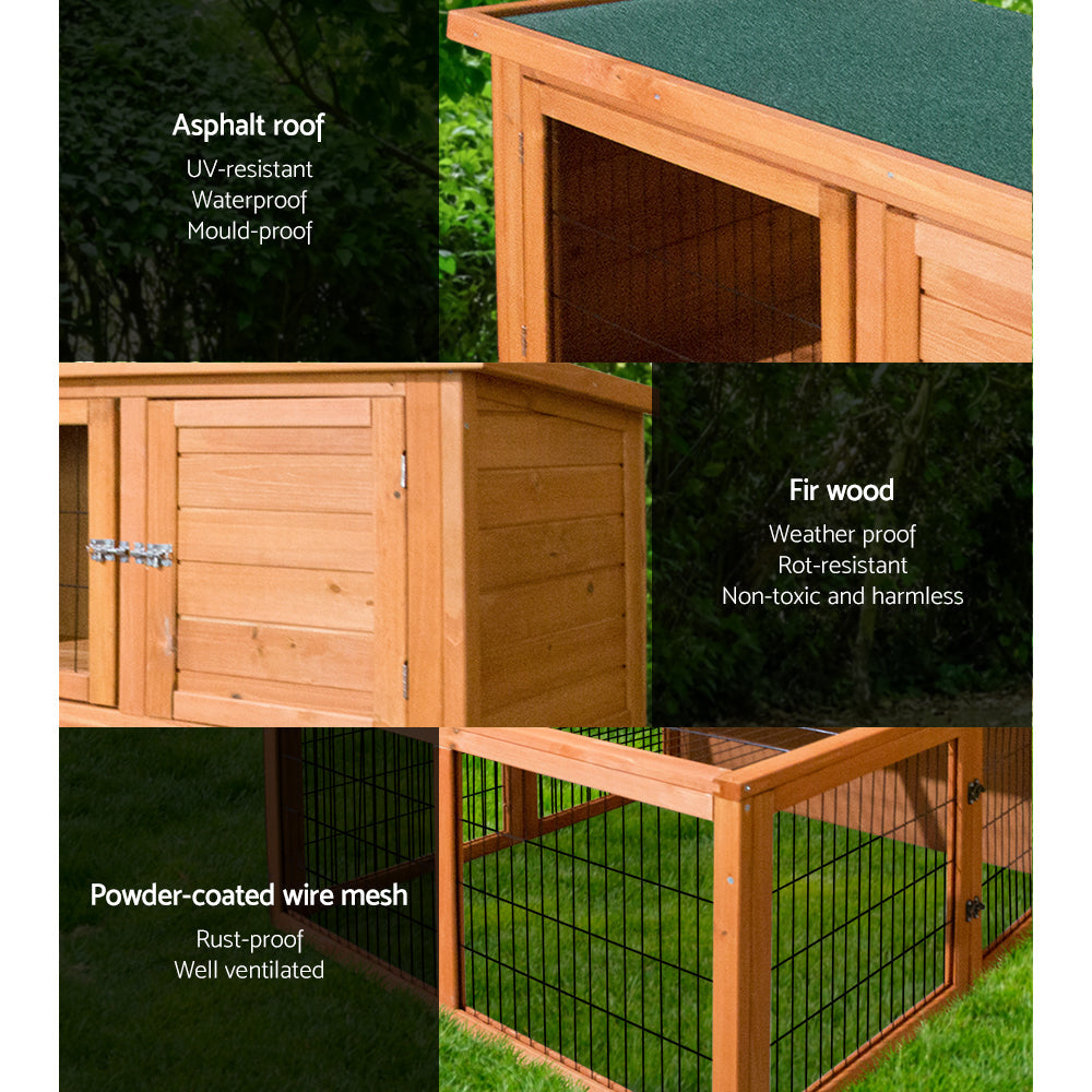 i.Pet Rabbit Hutch Wooden Pet Chicken Coop 100cm Tall-5